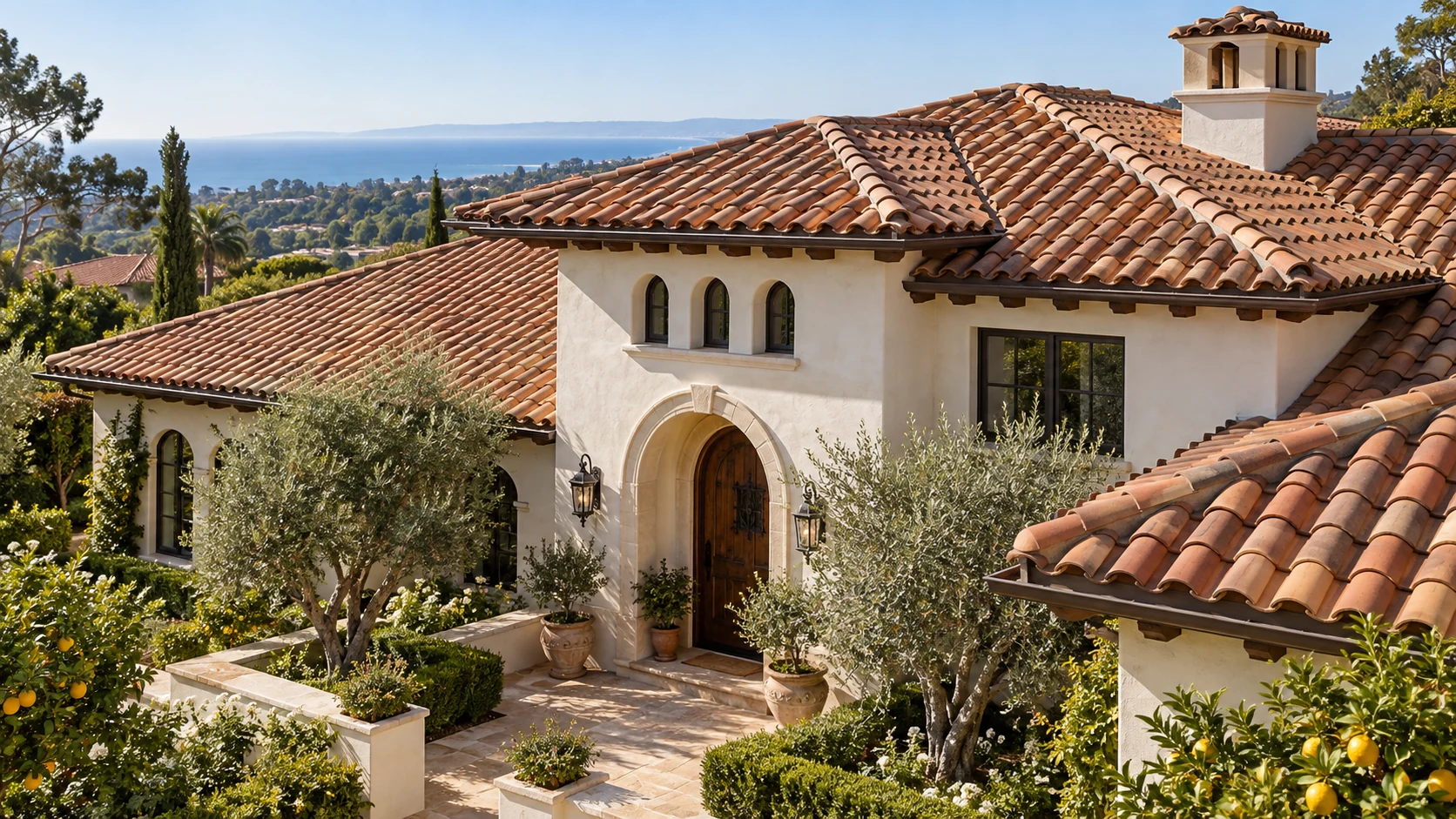 Completed terracotta tile roof